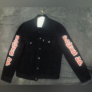 Levi's x Super Mario Black Denim Trucker Jacket Sz-M Black Jacket with Red